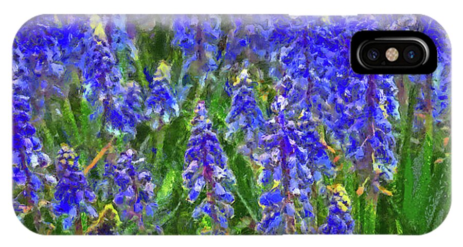Blue Delphinium iPhone X Case featuring the digital art Field of Blue by Digital Photographic Arts