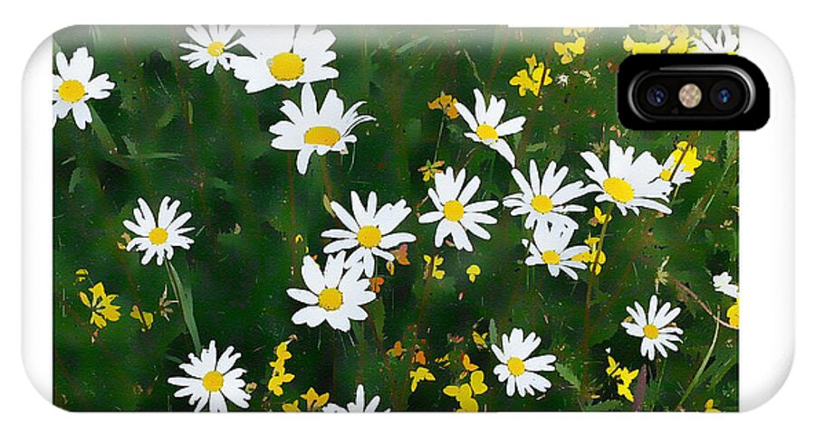 Daisies iPhone X Case featuring the digital art Field of Daisies by Julian Perry
