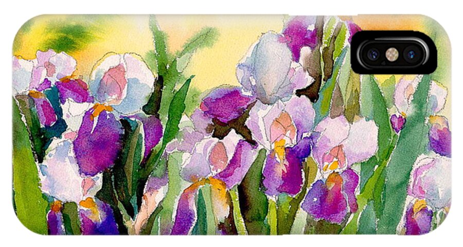 Iris iPhone X Case featuring the painting Field of Irises by Yolanda Koh