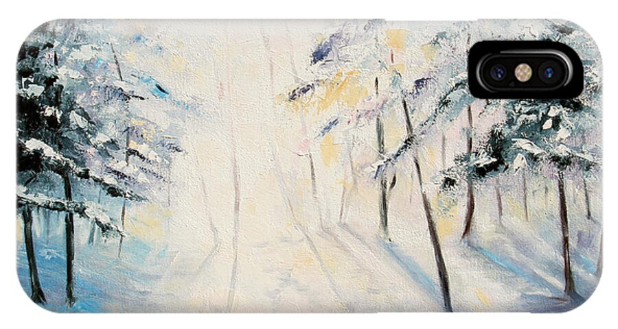 Winter iPhone X Case featuring the painting First Light by Meaghan Troup