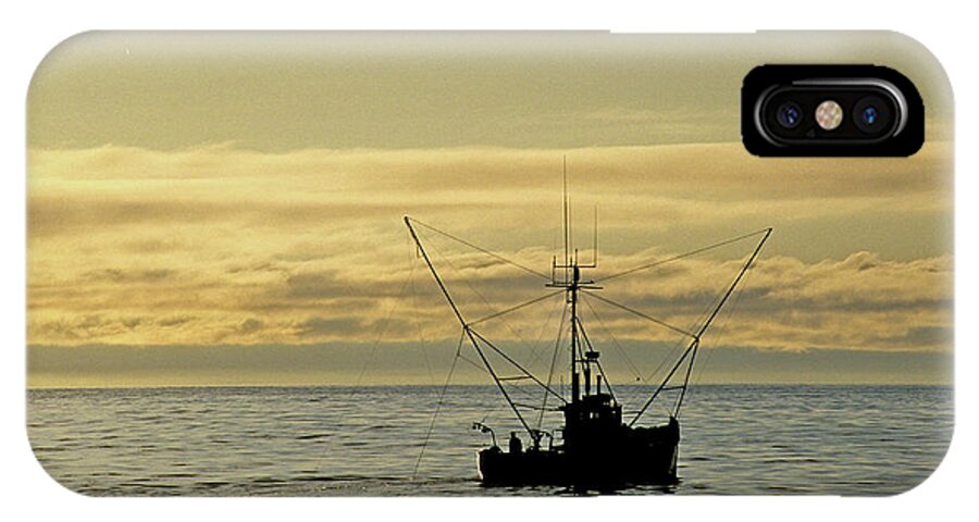 Commercial Fishing. Sunset iPhone X Case featuring the photograph Fishing off Santa Cruz by David Shuler
