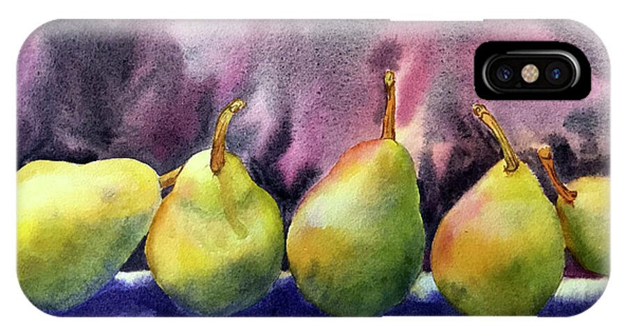 Pears iPhone X Case featuring the painting Five Pears by Hilda Vandergriff
