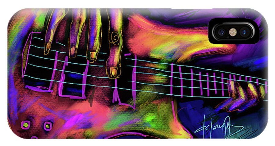 Guitar iPhone X Case featuring the painting Five String Bass by DC Langer