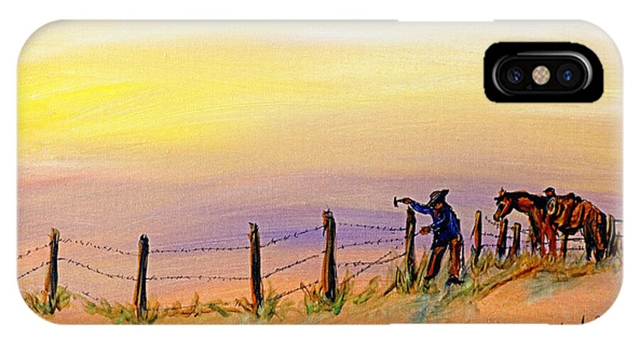Texas iPhone X Case featuring the drawing Fix on the Prairie by Erich Grant