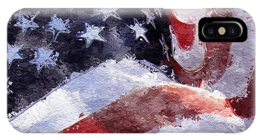 Usa iPhone X Case featuring the painting Flag by Mark Taylor