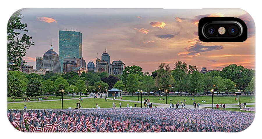 Boston iPhone X Case featuring the photograph Flag Sunset on Boston Common by Kristen Wilkinson