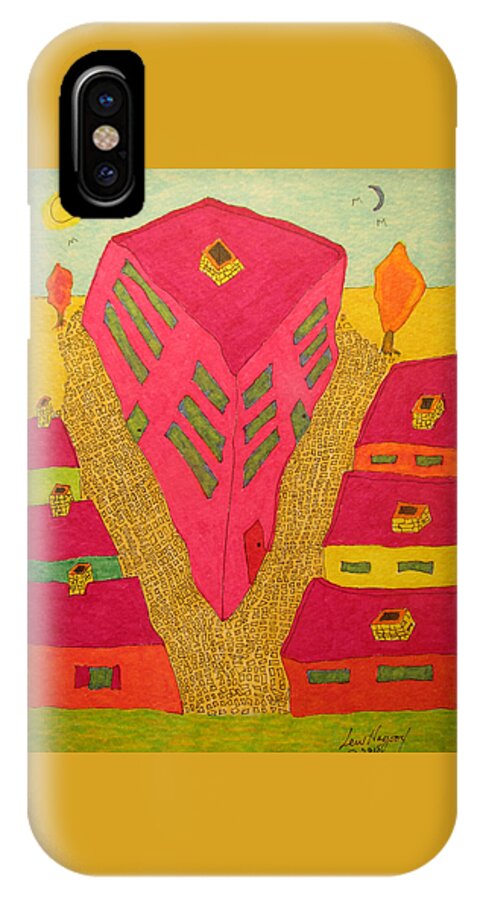 City iPhone X Case featuring the painting Flat Iron Bldg by Lew Hagood