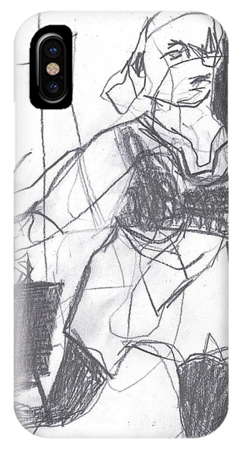 Running iPhone X Case featuring the drawing Fleeing writer by Edgeworth Johnstone
