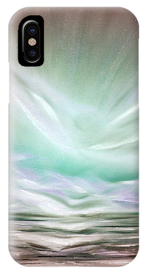 Sunset iPhone X Case featuring the painting Flight at Sunset - Abstract Sunset by Gina De Gorna