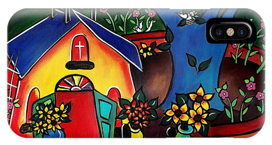 Church iPhone X Case featuring the painting Flowers for the Church #2 by Jan Oliver-Schultz