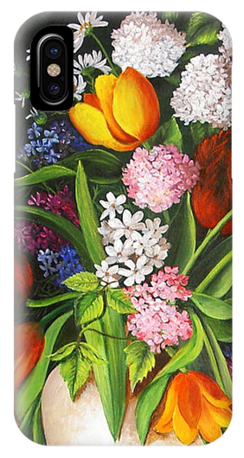 Flowers iPhone X Case featuring the painting Flowers in a Vase by Dominica Alcantara