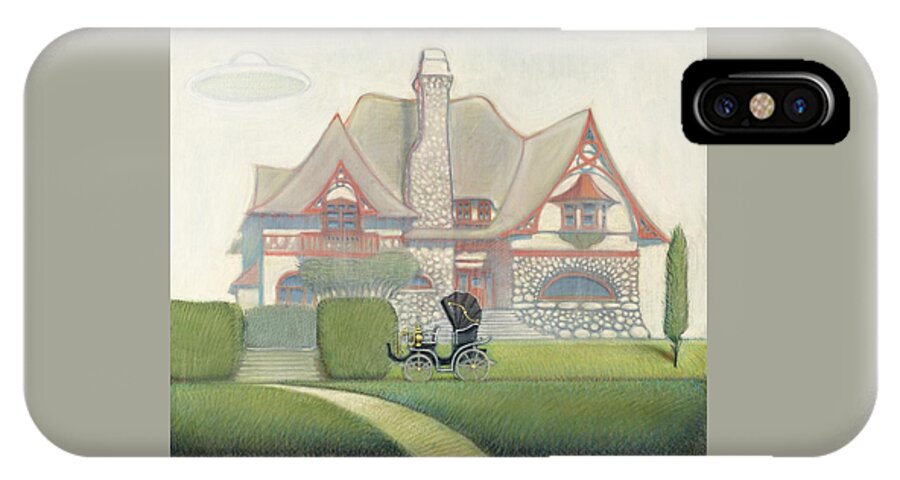 Bizarre House iPhone X Case featuring the painting Flying Saucer by John Reynolds