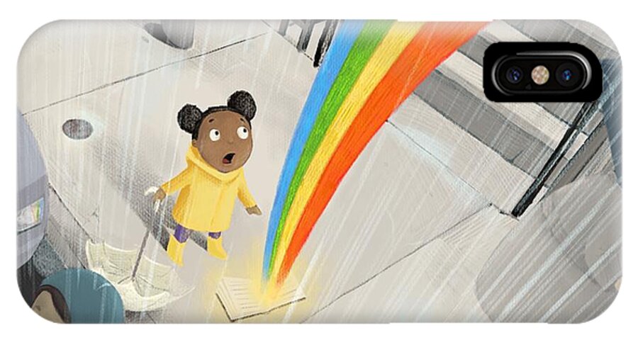 Kidlit iPhone X Case featuring the digital art Follow Your Rainbow by Michael Ciccotello