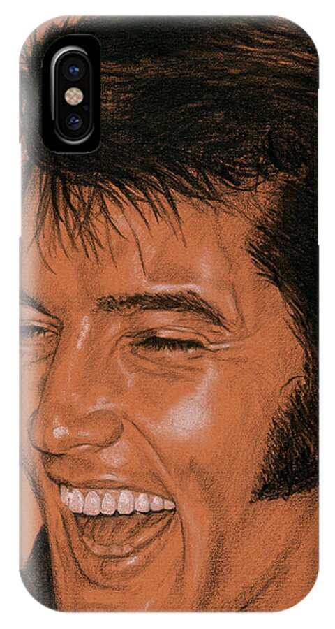 Elvis iPhone X Case featuring the drawing For the good times by Rob De Vries