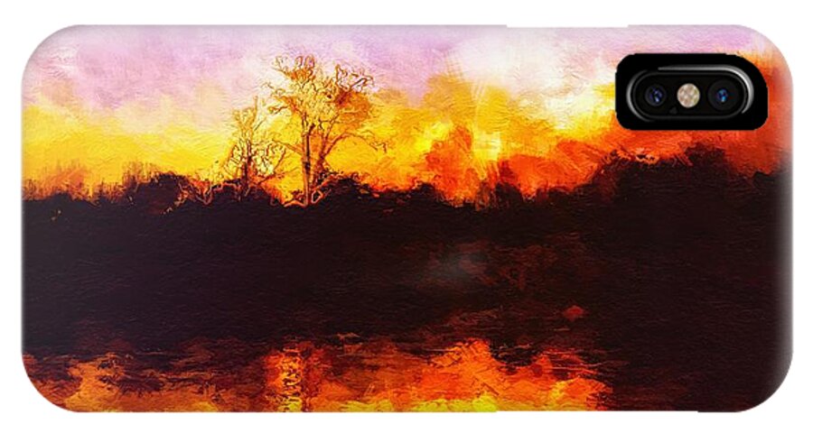 forest Fire iPhone X Case featuring the painting Forest Fire by Mark Taylor
