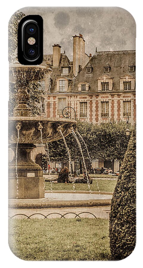 Paris iPhone X Case featuring the photograph Paris, France - Fountain, Place des Vosges by Mark Forte