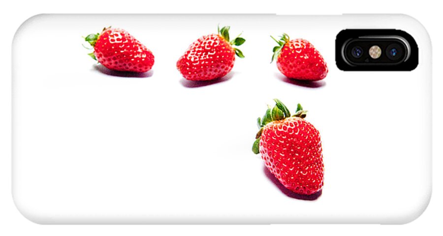 Fruit iPhone X Case featuring the photograph Four Strawberries by Helen Jackson