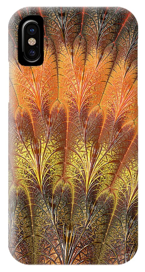  iPhone X Case featuring the mixed media Fractalized Feather Fan by Barbara Milton