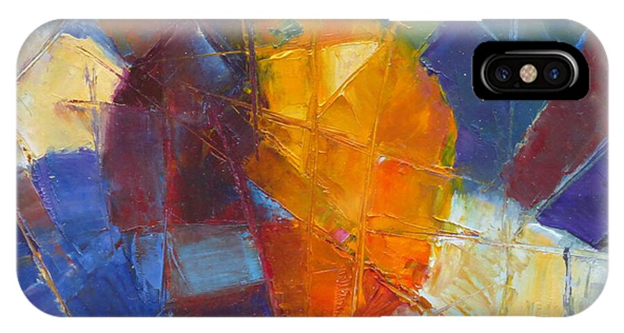Orange iPhone X Case featuring the painting Fractured Orange by Susan Woodward