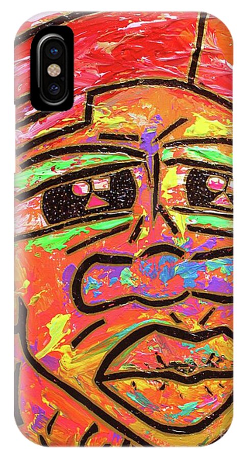 Acrylic iPhone X Case featuring the painting Freddy Freeloader Freeloading by Odalo Wasikhongo