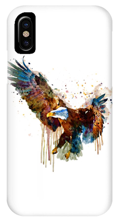 Bird iPhone X Case featuring the painting Free and Deadly Eagle by Marian Voicu