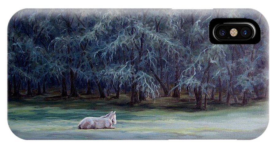 Horse Oil Painting iPhone X Case featuring the painting Frosty Morning by Cynthia Riley