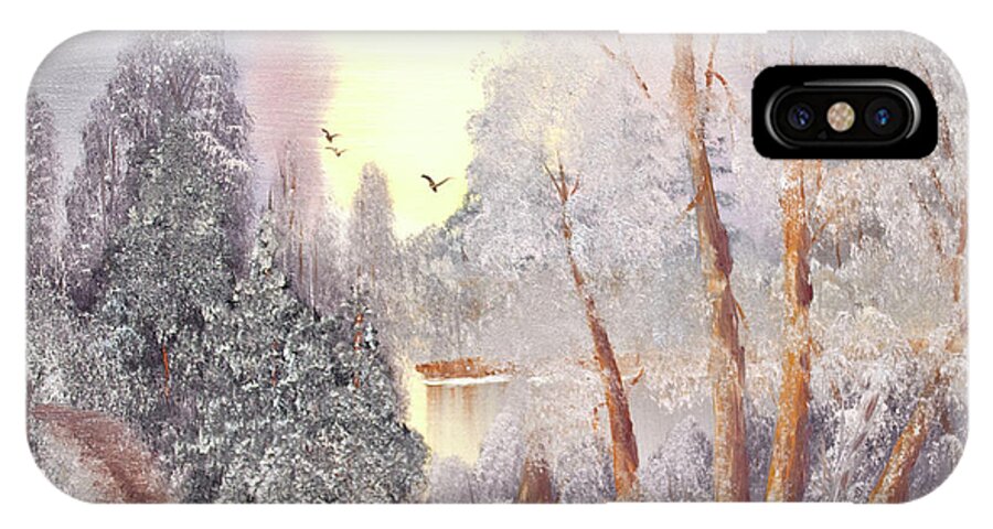 Oil In Canvas iPhone X Case featuring the painting Frosty Morning by Joseph Summa