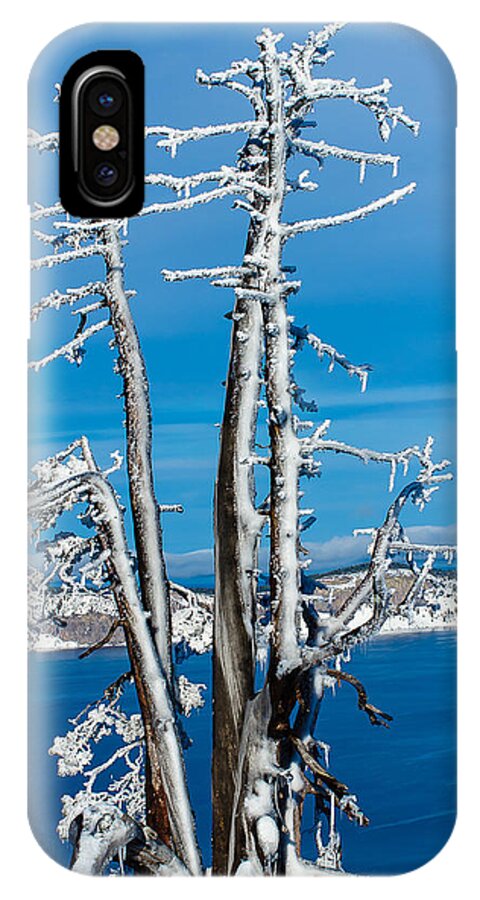 Crater Lake iPhone X Case featuring the photograph Frozen in time by Tom Potter