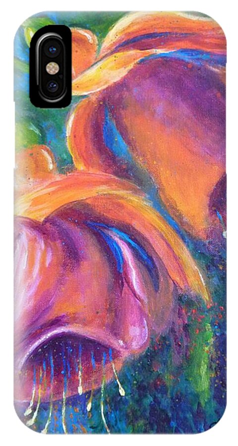 Fuchsia iPhone X Case featuring the painting Fuchsia by Amelie Simmons