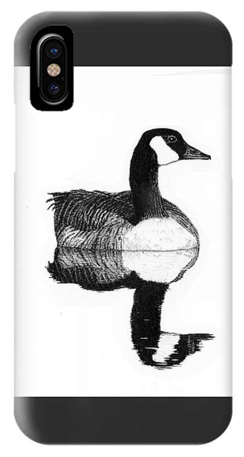 Canada Goose iPhone X Case featuring the drawing Gander by Timothy Livingston