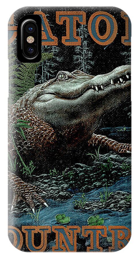 James Piazza iPhone X Case featuring the painting Gator Country by JQ Licensing