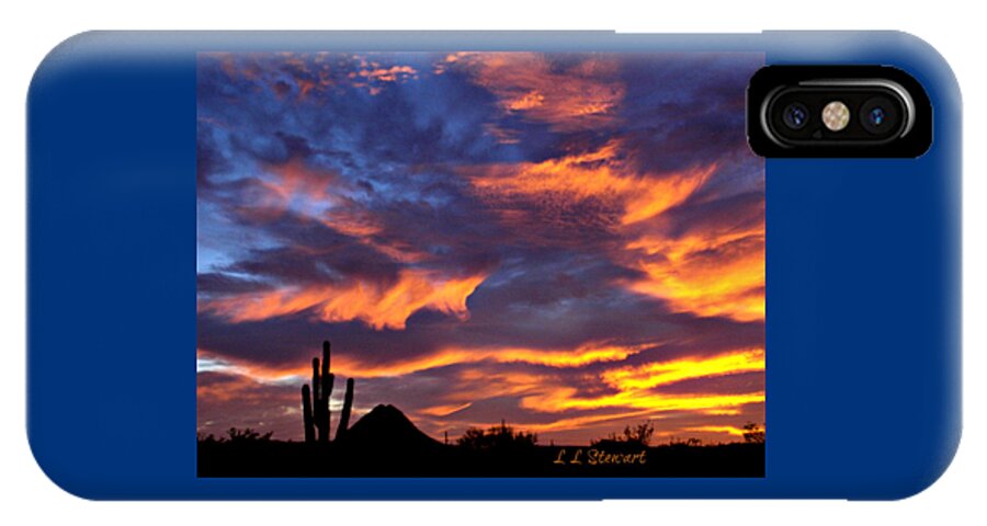Arizona iPhone X Case featuring the photograph Gavilan Peak with Painted Sky by L L Stewart