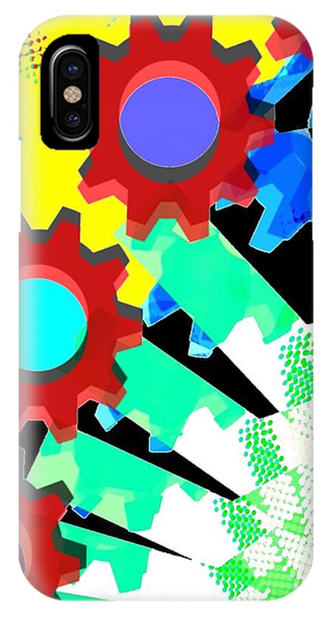 Vibrant Colors iPhone X Case featuring the digital art Gears 5/ flowers by Cooky Goldblatt