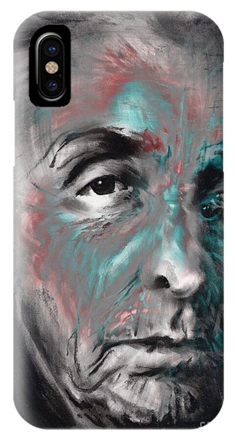 Figurative iPhone X Case featuring the drawing Georgia-o'keeffe by Paul Davenport