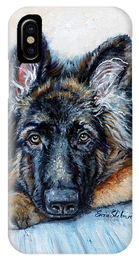 Animals iPhone X Case featuring the painting German Shepherd by Portraits By NC