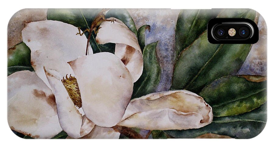 Magnolia iPhone X Case featuring the painting Get a Grip by Mary McCullah