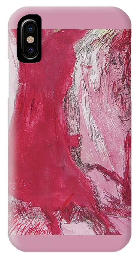 Abstract iPhone X Case featuring the painting Ghosts of the Horror Tree by Judith Redman
