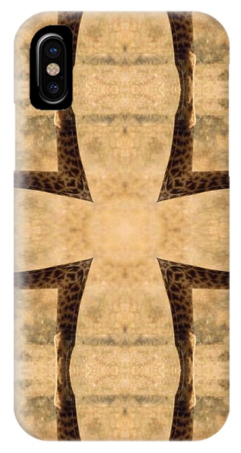 Digital iPhone X Case featuring the digital art Giraffe Cross by Maria Watt
