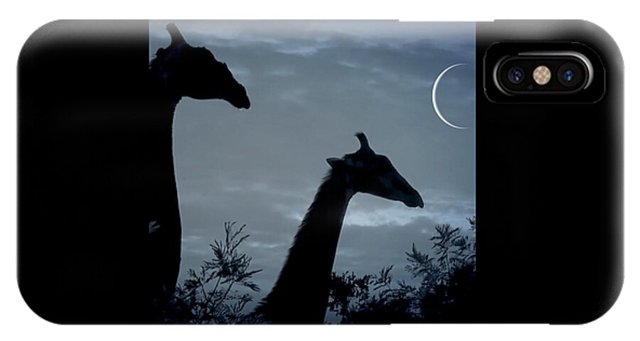 Giraffe iPhone X Case featuring the photograph Giraffe Moon by Gini Moore