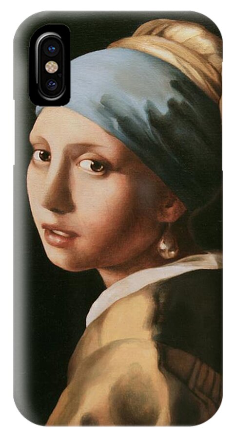 Old Masters iPhone X Case featuring the painting Girl with a Pearl Earring - After Vermeer by Yvonne Wright