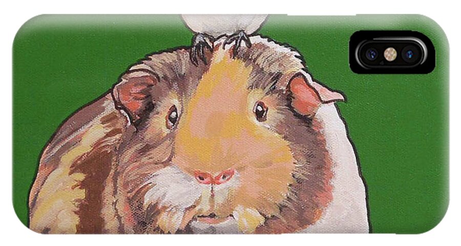 Guinea Pig iPhone X Case featuring the painting Gladys the Guinea Pig by Sharon Cromwell