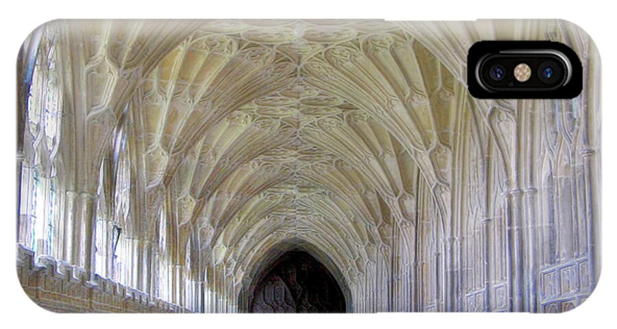 Gloucester iPhone X Case featuring the photograph Gloucester Cathedral Cloisters by Nigel Fletcher-Jones
