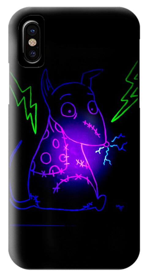 Glow iPhone X Case featuring the painting Glow Frankenweenie Sparky by Marisela Mungia