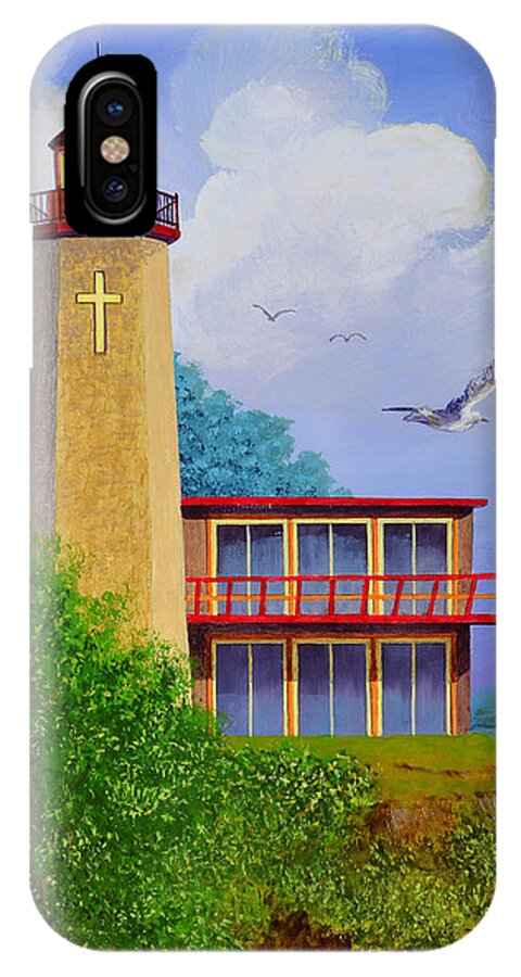 Lighthouse iPhone X Case featuring the painting God's Lampstand THE DINKEL ISLAND SERIES by Hugh Harris