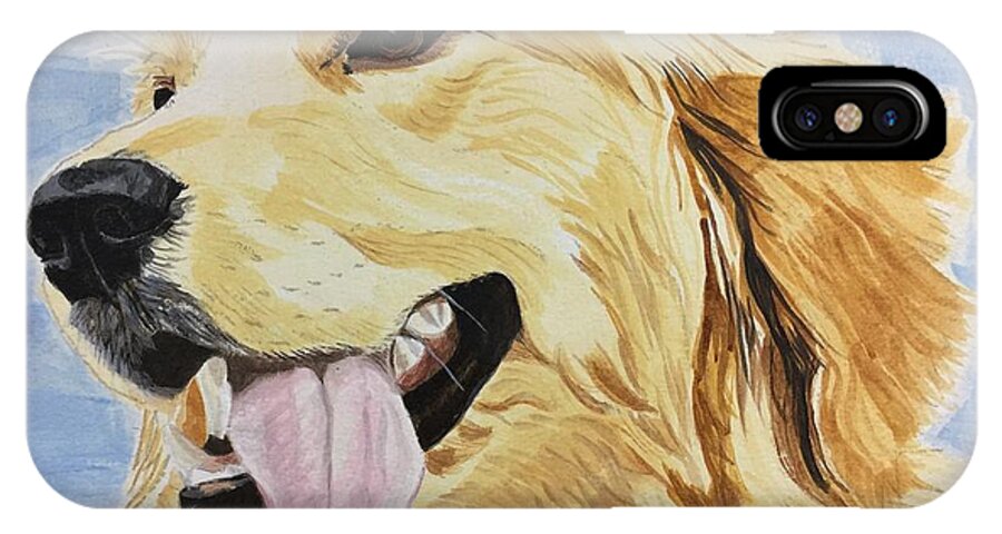 Golden Retriever iPhone X Case featuring the painting Golden Day by Sonja Jones