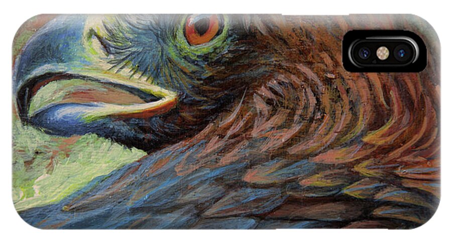 Feathers iPhone X Case featuring the painting Golden Eagle by Robert Corsetti