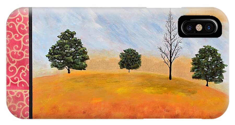 Trees iPhone X Case featuring the painting Golden Elegance by Mary Scott