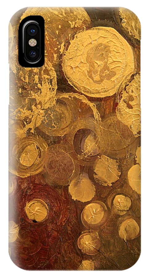 Gold iPhone X Case featuring the painting Golden Rain Abstract by Kristen Abrahamson