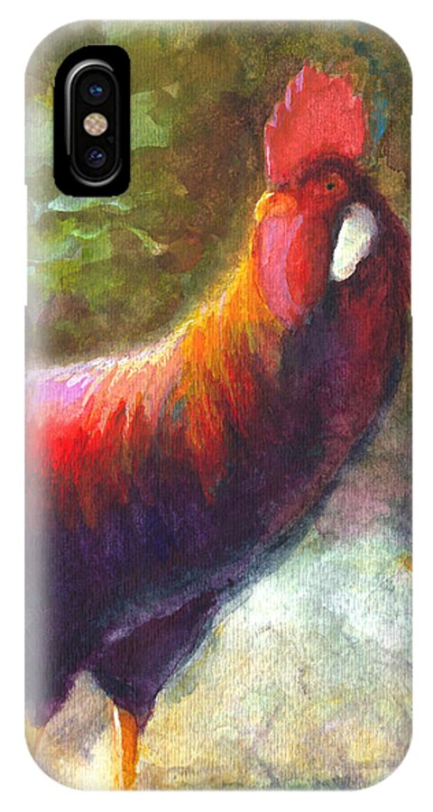 Rooster iPhone X Case featuring the painting Gonzalez the Rooster by Talya Johnson