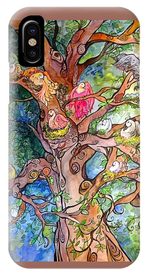 Birds iPhone X Case featuring the mixed media Good neighbors by Claudia Cole Meek